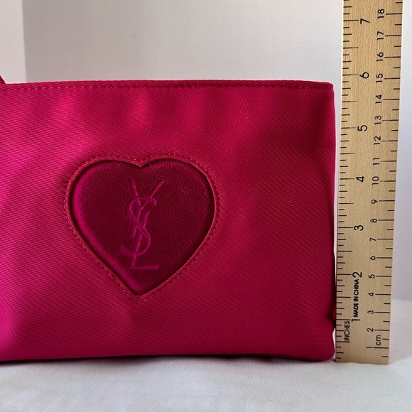 Yves Saint Laurent- Beautifully Soft Velvet Puff Heart Pink Magenta Clutch - Picture 9 of 12